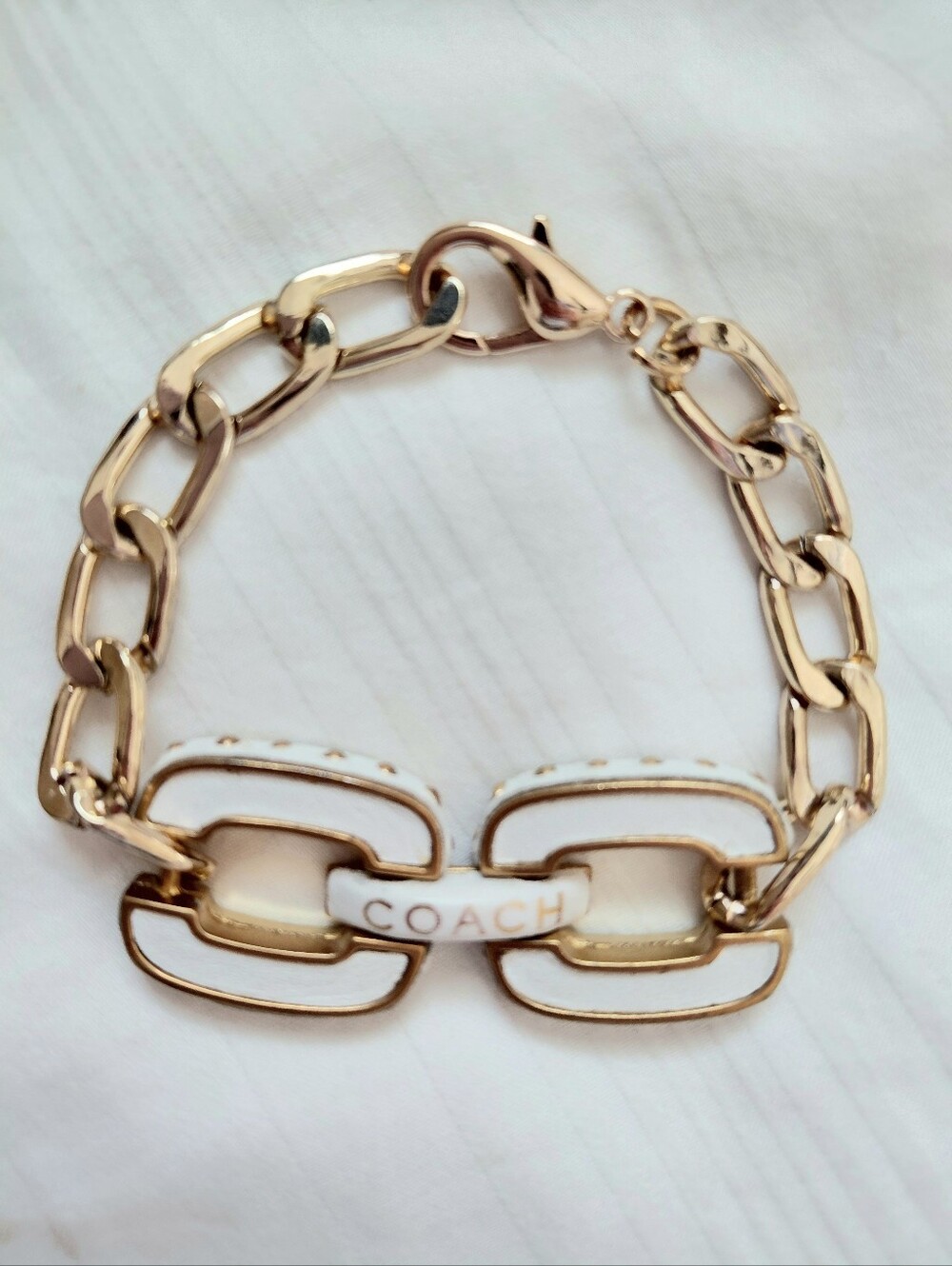 Coach Gold White Statement Bracelet